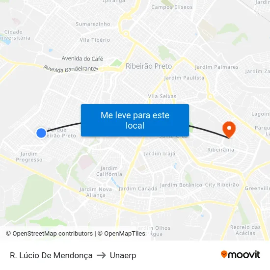 R. Lúcio De Mendonça to Unaerp map