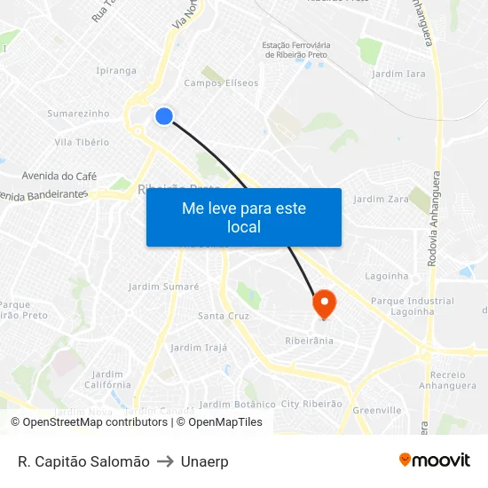R. Capitão Salomão to Unaerp map