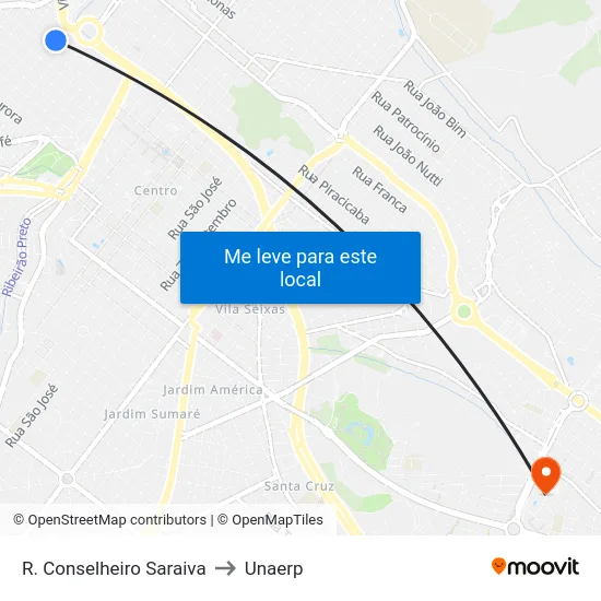 R. Conselheiro Saraiva to Unaerp map