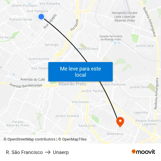 R. São Francisco to Unaerp map