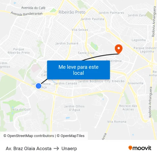 Av. Braz Olaia Acosta to Unaerp map