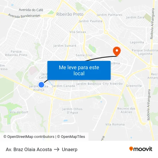 Av. Braz Olaia Acosta to Unaerp map
