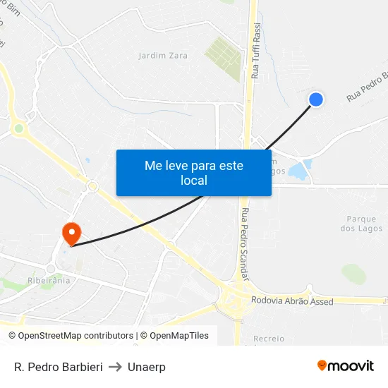 R. Pedro Barbieri to Unaerp map