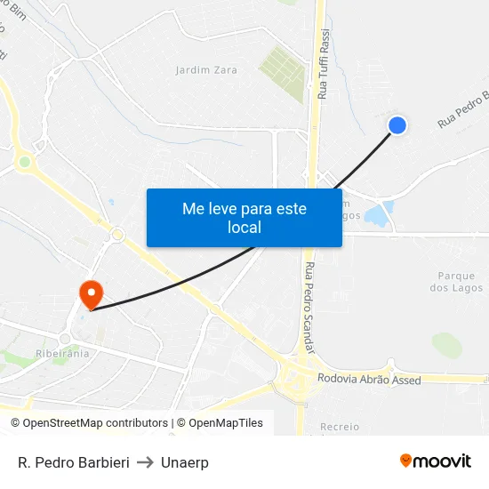 R. Pedro Barbieri to Unaerp map