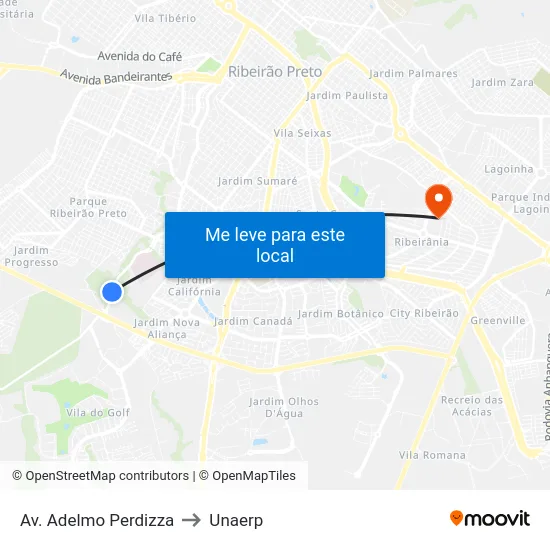 Av. Adelmo Perdizza to Unaerp map