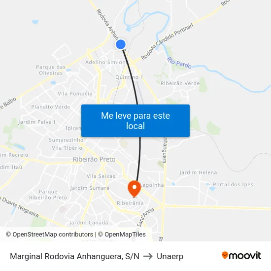 Marginal Rodovia Anhanguera, S/N to Unaerp map