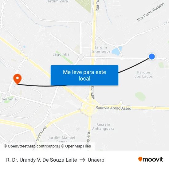 R. Dr. Urandy V. De Souza Leite to Unaerp map