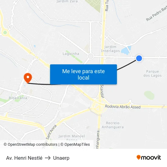 Av. Henri Nestlé to Unaerp map