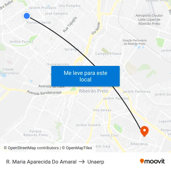 R. Maria Aparecida Do Amaral to Unaerp map