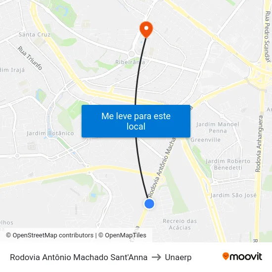 Rodovia  Antônio Machado Sant'Anna to Unaerp map