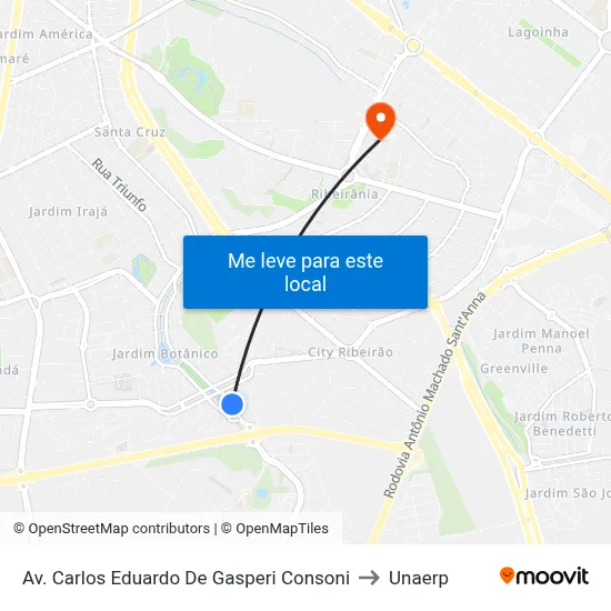 Av. Carlos Eduardo De Gasperi Consoni to Unaerp map