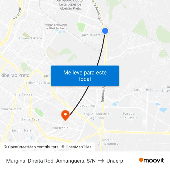 Marginal Direita Rod. Anhanguera, S/N to Unaerp map
