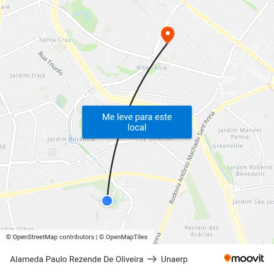 Alameda Paulo Rezende De Oliveira to Unaerp map