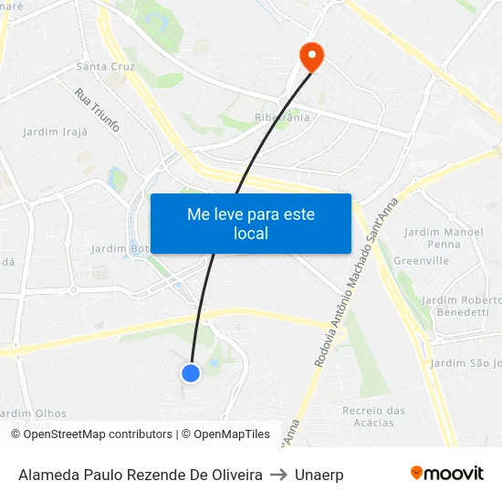 Alameda Paulo Rezende De Oliveira to Unaerp map