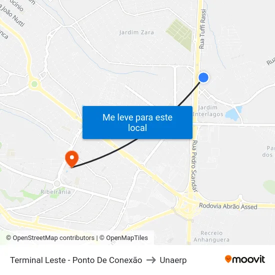 Terminal Leste - Ponto De Conexão to Unaerp map