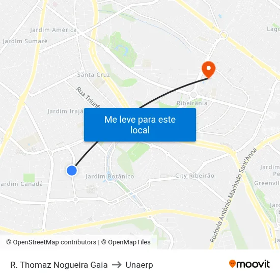 R. Thomaz Nogueira Gaia to Unaerp map