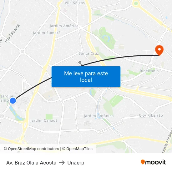 Av. Braz Olaia Acosta to Unaerp map
