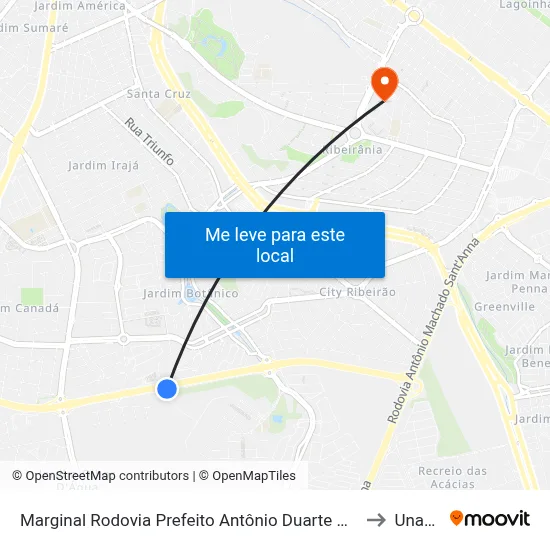 Marginal Rodovia Prefeito Antônio Duarte Nogueira to Unaerp map