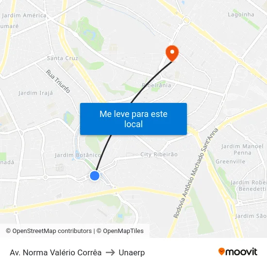 Av. Norma Valério Corrêa to Unaerp map