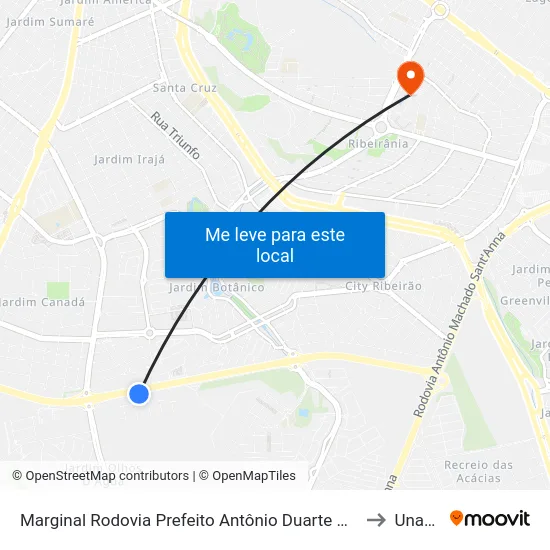 Marginal Rodovia Prefeito Antônio Duarte Nogueira to Unaerp map