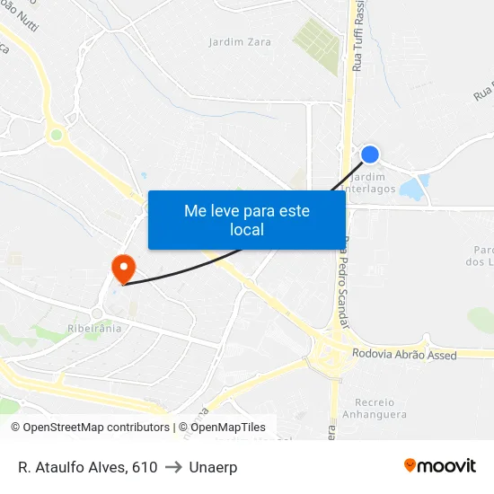 R. Ataulfo Alves, 610 to Unaerp map