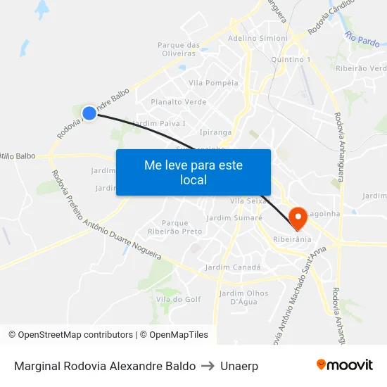 Marginal Rodovia Alexandre Baldo to Unaerp map