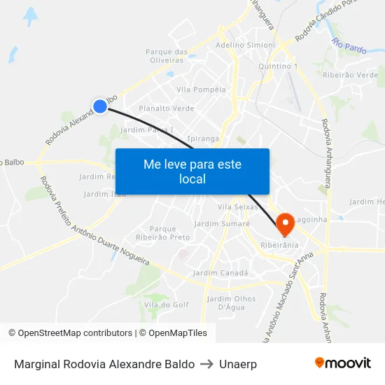 Marginal Rodovia Alexandre Baldo to Unaerp map