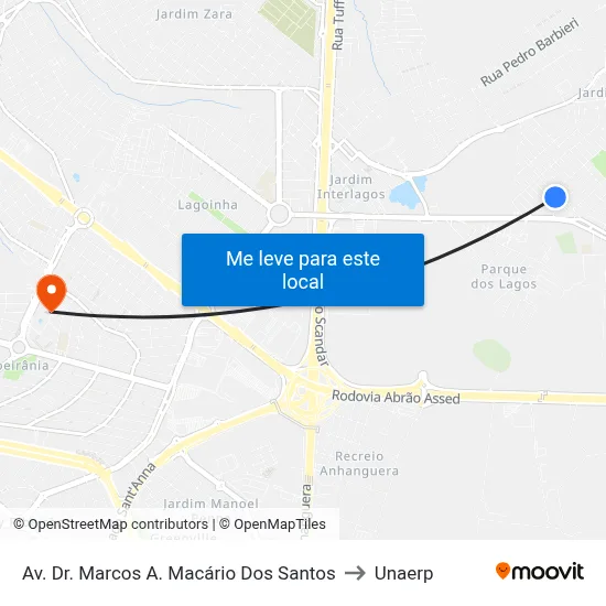 Av. Dr. Marcos A. Macário Dos Santos to Unaerp map