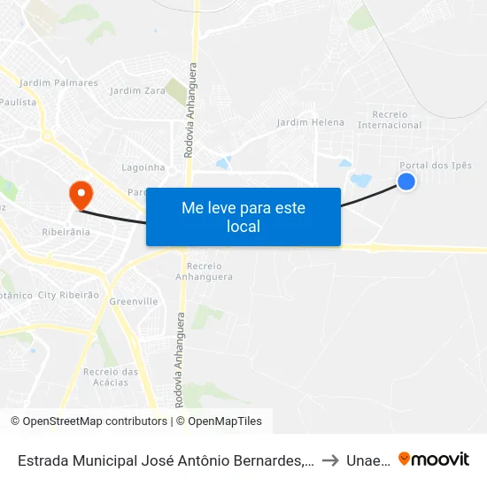 Estrada Municipal José Antônio Bernardes, S/N to Unaerp map
