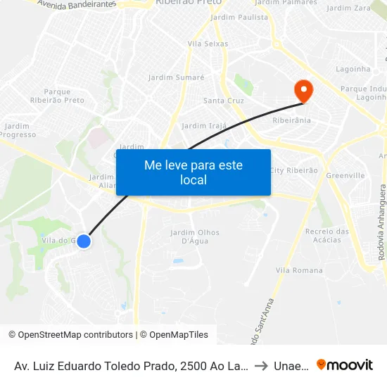 Av. Luiz Eduardo Toledo Prado, 2500 Ao Lado to Unaerp map
