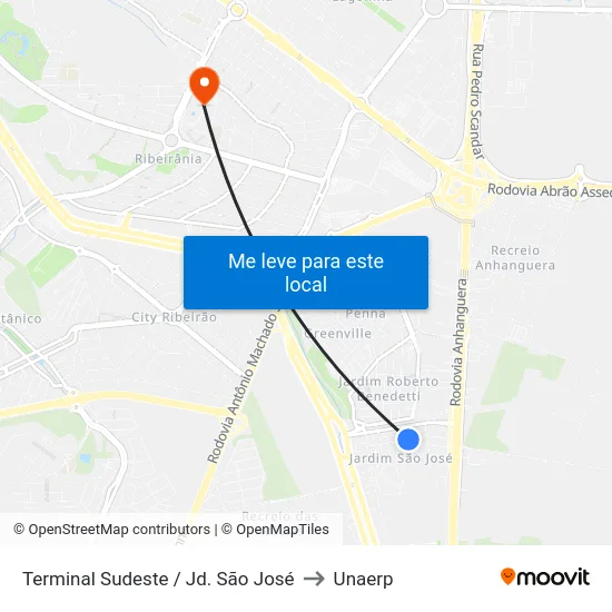 Terminal Sudeste / Jd. São José to Unaerp map