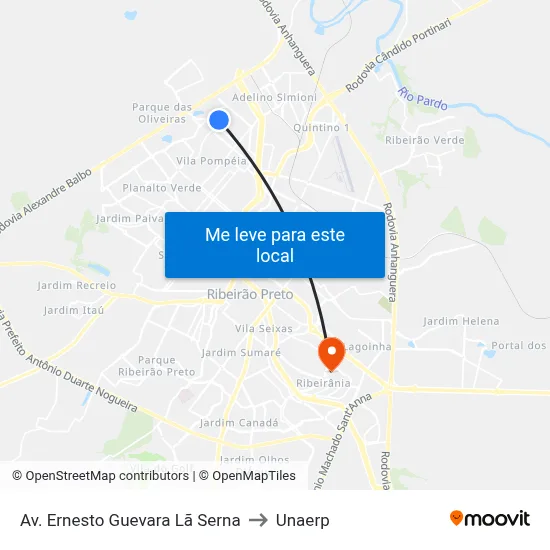 Av. Ernesto Guevara Lã Serna to Unaerp map