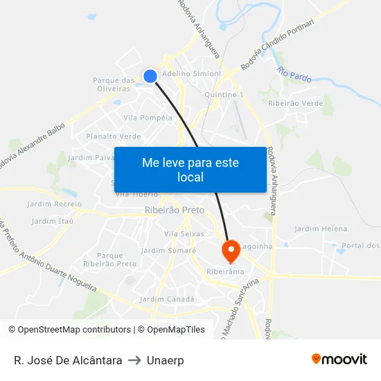 R. José De Alcântara to Unaerp map