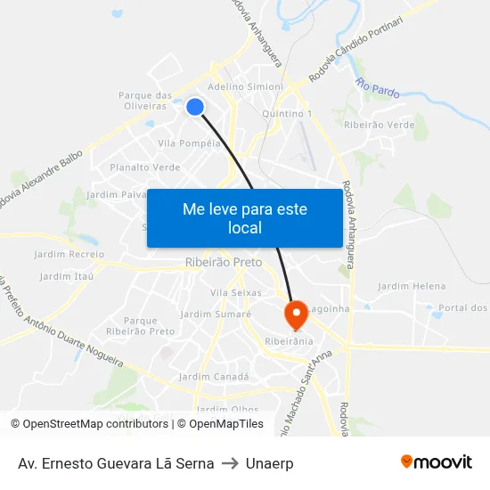 Av. Ernesto Guevara Lã Serna to Unaerp map