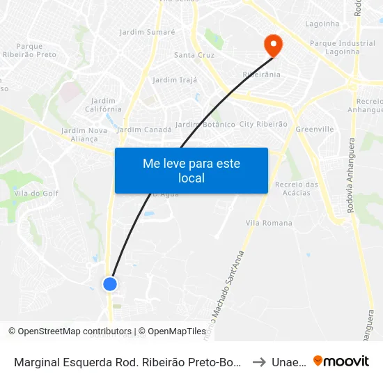 Marginal Esquerda Rod. Ribeirão Preto-Bonfim to Unaerp map