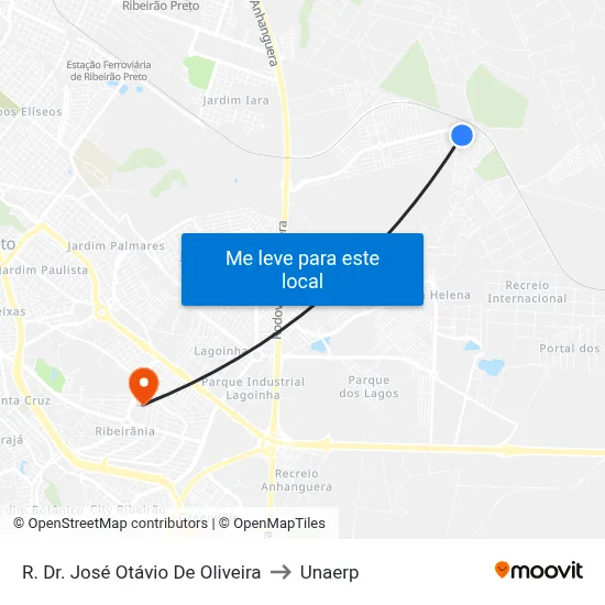R. Dr. José Otávio De Oliveira to Unaerp map