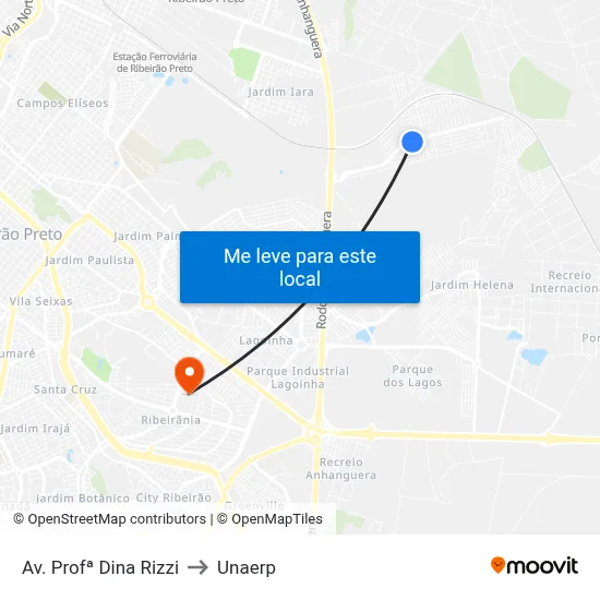 Av. Profª Dina Rizzi to Unaerp map
