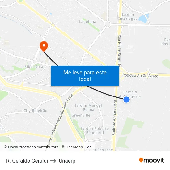 R. Geraldo Geraldi to Unaerp map