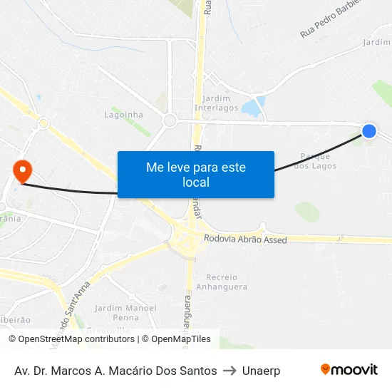 Av. Dr. Marcos A. Macário Dos Santos to Unaerp map