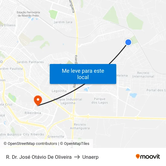 R. Dr. José Otávio De Oliveira to Unaerp map