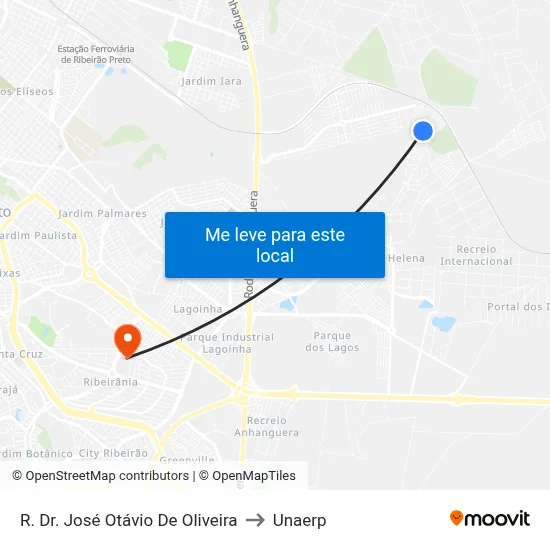 R. Dr. José Otávio De Oliveira to Unaerp map