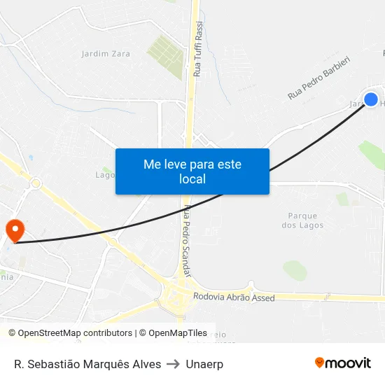 R. Sebastião Marquês Alves to Unaerp map
