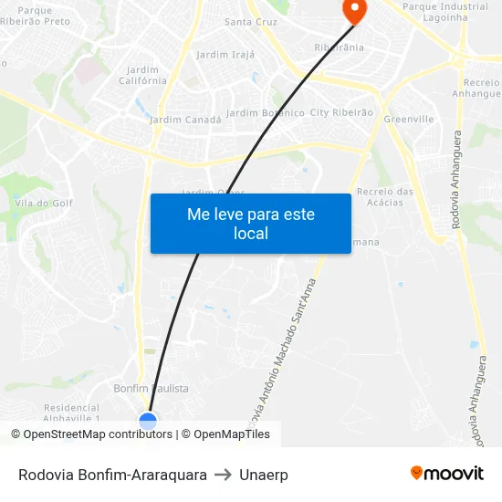 Rodovia Bonfim-Araraquara to Unaerp map