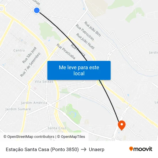 Estação Santa Casa (Ponto 3850) to Unaerp map