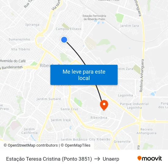 Estação Teresa Cristina (Ponto 3851) to Unaerp map
