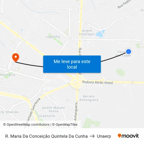 R. Maria Da Conceição Quintela Da Cunha to Unaerp map