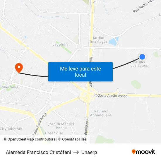 Alameda Francisco Cristófani to Unaerp map