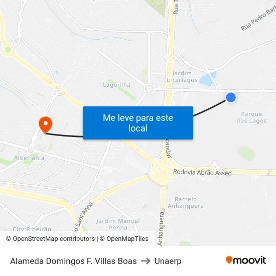Alameda Domingos F. Villas Boas to Unaerp map