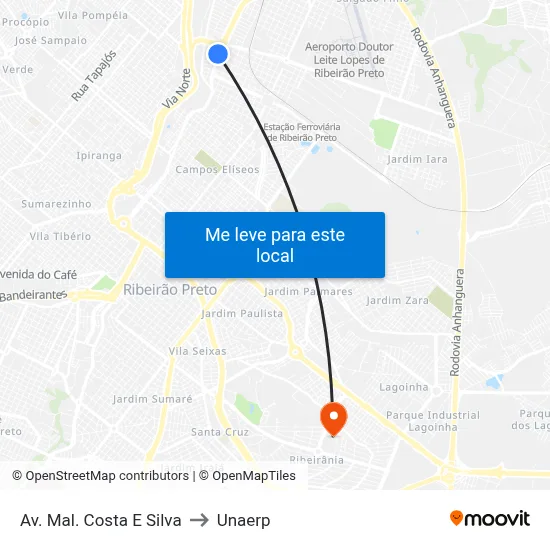 Av. Mal. Costa E Silva to Unaerp map