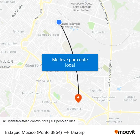 Estação México (Ponto 3864) to Unaerp map